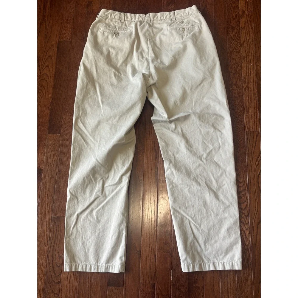 Polo Ralph Lauren Andrew Pant Mens 38x32 Khaki Tan Pleated Chino Trousers Cotton
